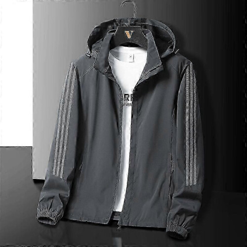 (L,grey)M-6XL Large Jacket Coat Men's Hooded Jacket 2