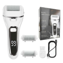 (White) Full-body washable USB rechargeable callus remover Electric callus remover with quantity display
