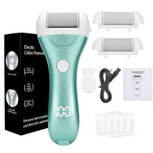 (Green) Full-body washable USB rechargeable callus remover Electric callus remover with quantity display