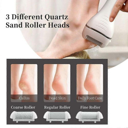 (White)Full-body washable USB rechargeable callus remover Electric callus remover with quantity display 2