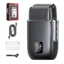 Electric Foil Shavers for Men, 3 Speed Waterproof Razor with Dual Floating Blades, USB Type C Charging, LED Display, Black