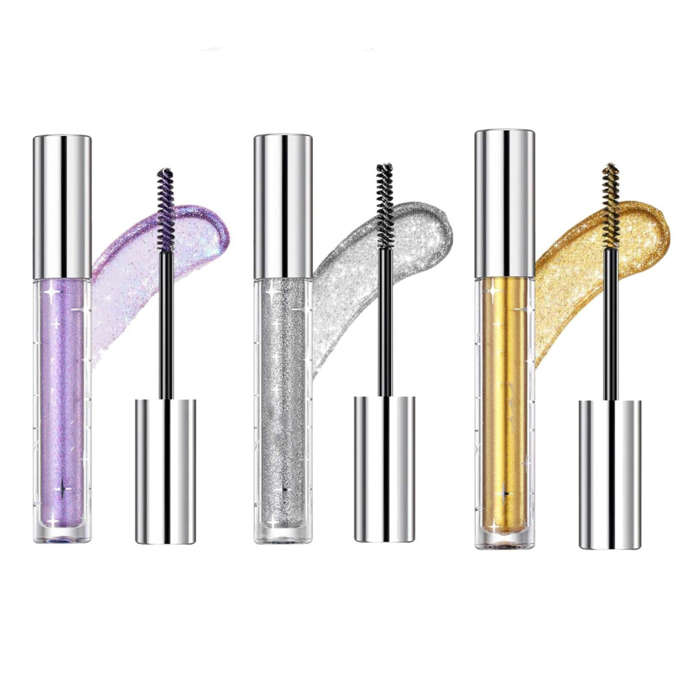 Glitter Mascara Set, Sparkle Colored Shimmer Mascara for Eyelashes, 3PCS 0.11 Fl Oz