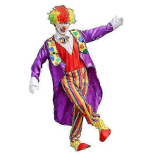 (4XL,PURPLE)5 Pcs Adult Clown Costume Set for Men Women Cosplay