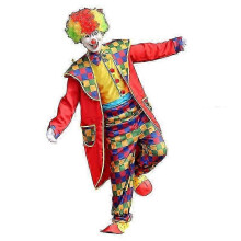 (4XL,RED)5 Pcs Adult Clown Costume Set for Men Women Cosplay