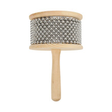 Wooden Cabasa Large Size, Professional Steel Ball Hand Cranked Musical Instrument for Kids and Adults in Classroom Band