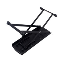 Adjustable Guitar Footrest Metal Footstool with Anti-Slip Pad, Foldable Design for Guitarists, Sturdy Black Footboard Stand