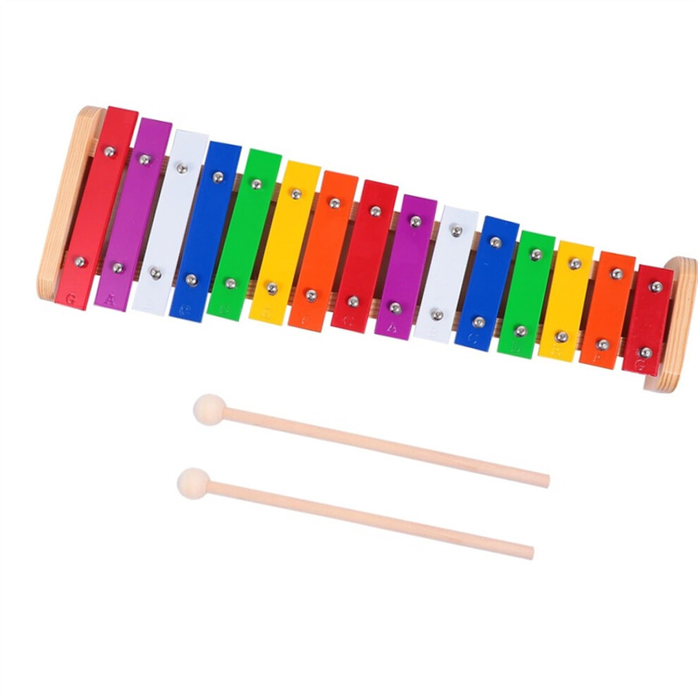 Xylophone Instrument Natural Wooden Xylophone with Multi-Colored Metal Bars for Kids Music Education and Play