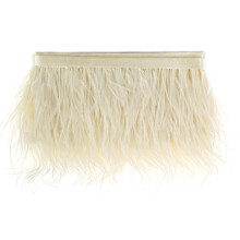 Ostrich Feather Trim 5 Yards Thick Triple-Layered Fringe for Sewing Crafting Ivory Color Decorative Material