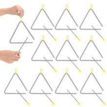 10 Pcs Steel Triangle Instrument Set 6 Inch Musical Triangle Percussion with Striker for Kids and Adults