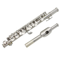 C Piccolo 16 Hole Silver Plated Piccolo Flute with Detachable Opening Hole, Stainless Steel and Copper Keys in Key of C