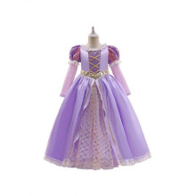 (120cm) Purple princess dress gift for girls Long-sleeved dress