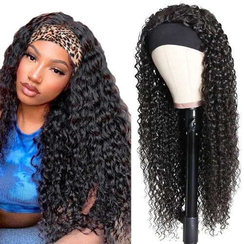 28-inch deep wavy headband wig