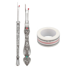 Vintage Seam Rippers 2PCS Set, Silver Stitch Remover Tool with Sewing Position Tape for Crafting and Embroidery