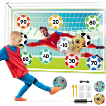 Toy Soccer Ball Game Set for Kids 3-6 Years, Indoor Outdoor Toss with 2 Sticky Balls & Foldable Fabric Goals