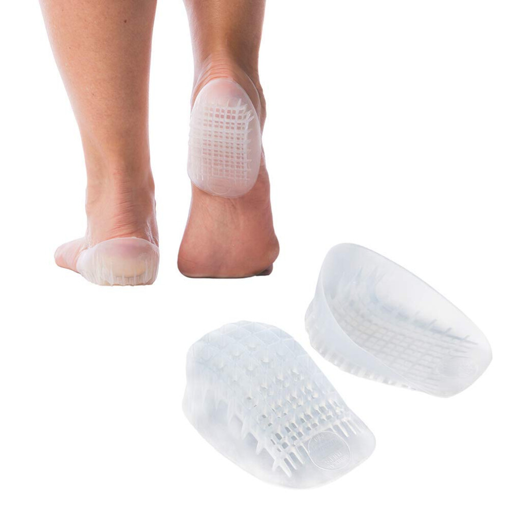 Heavy Duty Gel Heel Cups for Plantar Fasciitis Relief, Large Cushion Inserts for Sever's Disease and Heel Pain, 2 Pairs