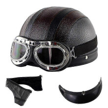 (black brown) Motorbike Goggles with Anti-Glare Vintage Style 54-60cm