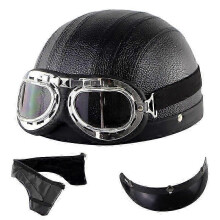 (full black) Motorbike Goggles with Anti-Glare Vintage Style 54-60cm