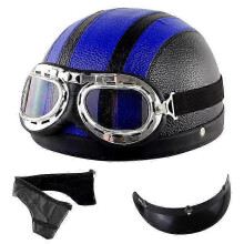 (Black blue) Motorbike Goggles with Anti-Glare Vintage Style 54-60cm