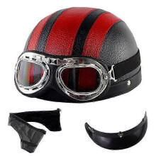 (black red) Motorbike Goggles with Anti-Glare Vintage Style 54-60cm