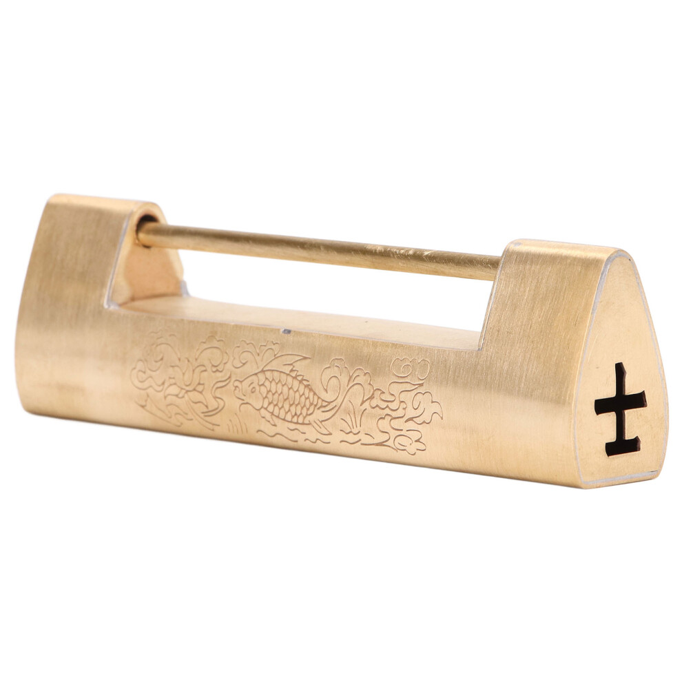Brass Antique Padlock With Key, 8Cm Spacing, 12X3.4cm 7891340193056