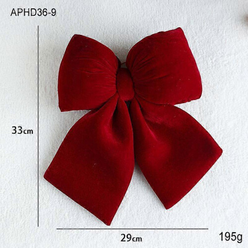33CM Burgundy Velvet Bow Large Christmas Ornament Tree Decoration 2
