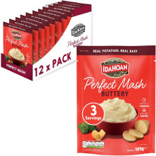 Idahoan Buttery Instant Mash Potato 12 x 109g single pack, Potatoes, Gluten Free, Vegetarian, Cooks in 1 minute