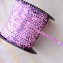 6mm Pink Sequin Strip 98 Yards Flat Round Paillette Trim Ribbon for Sewing Crafts Costume Embellishments