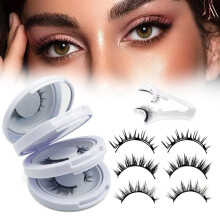 Magnetic Lashes Kit, 3 Pairs Faux Mink Eyelashes with Applicator, Reusable, Natural Look, No Glue Needed, Easy to Apply