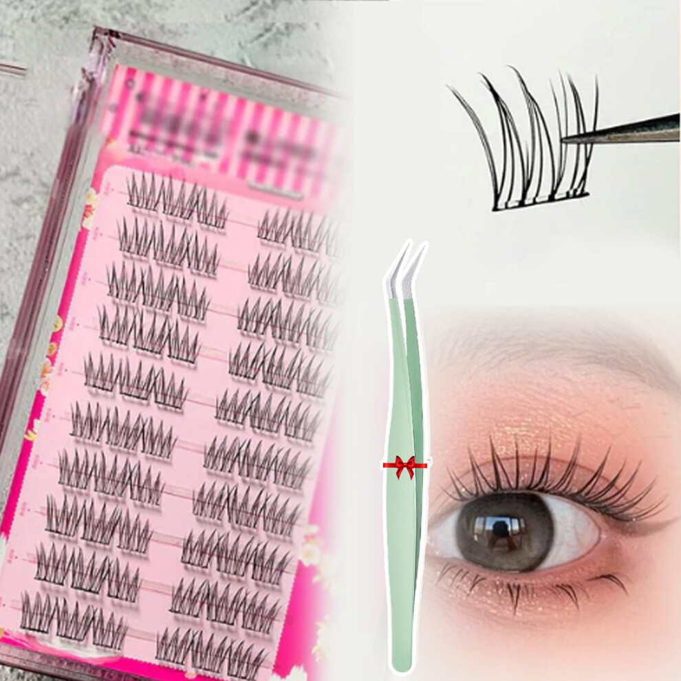 Waterproof Glue-Free Realistic False Eyelashes Kit, Natural Single Cluster Segmented Lashes ST5