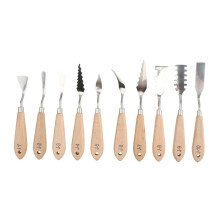 Stainless Steel Spatula Set for Wood Oil Painting - 10pcs Mixing Tools for Artists, Durable and Easy to Use