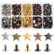 200 Sets 12MM Mixed Color Star Rivets Kit for Leather Craft, Clothing, Bags, Belts, Dog Collars, Shoes, 15/32 Inch Studs