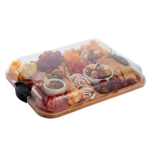 Bamboo Cutting Board with Compartments and Clear Locking Lid for Charcuterie and Snack Storage