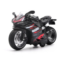 Toy Motorcycle 1:12 Scale Pull Back Motorcycle with Sounds and Lights for Kids Age 3+ Black Model Vehicle