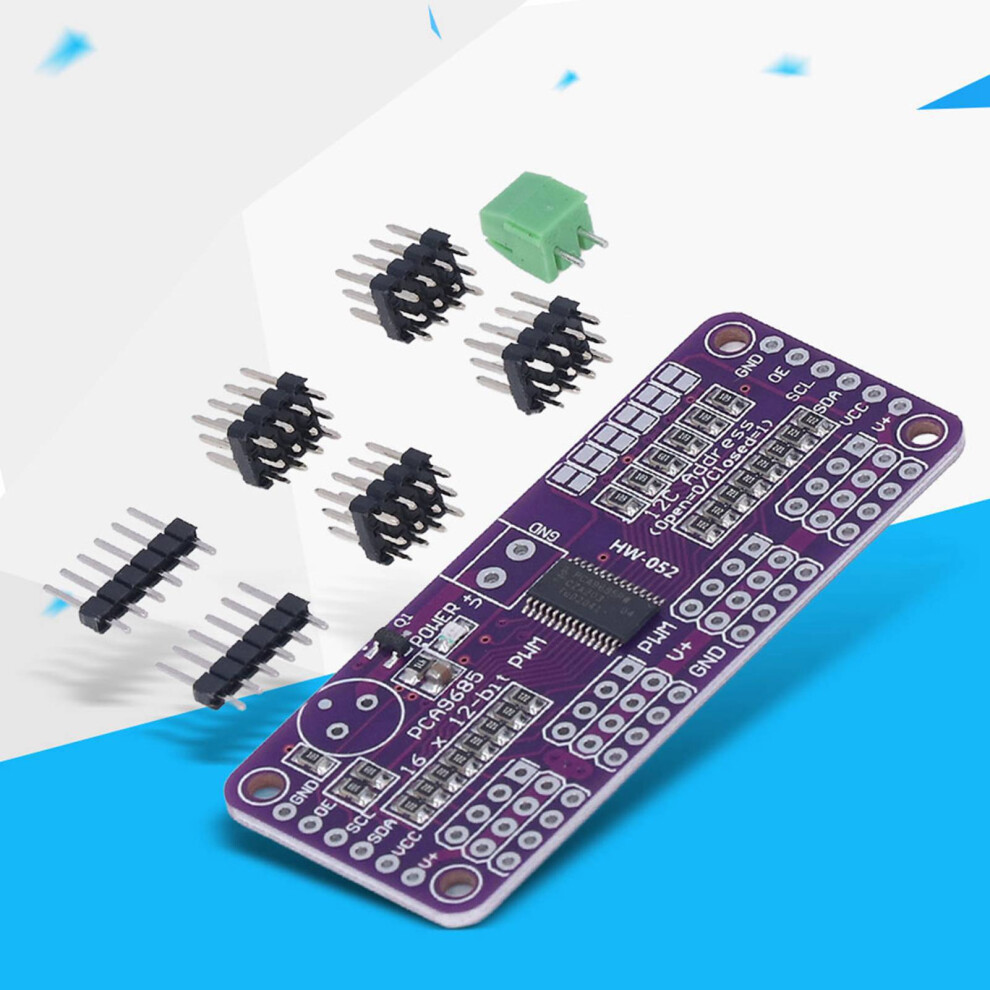 Adjustable 16Ch Pwm Module Pca9685 Servo Controller 62X25x2mm 7891340194916