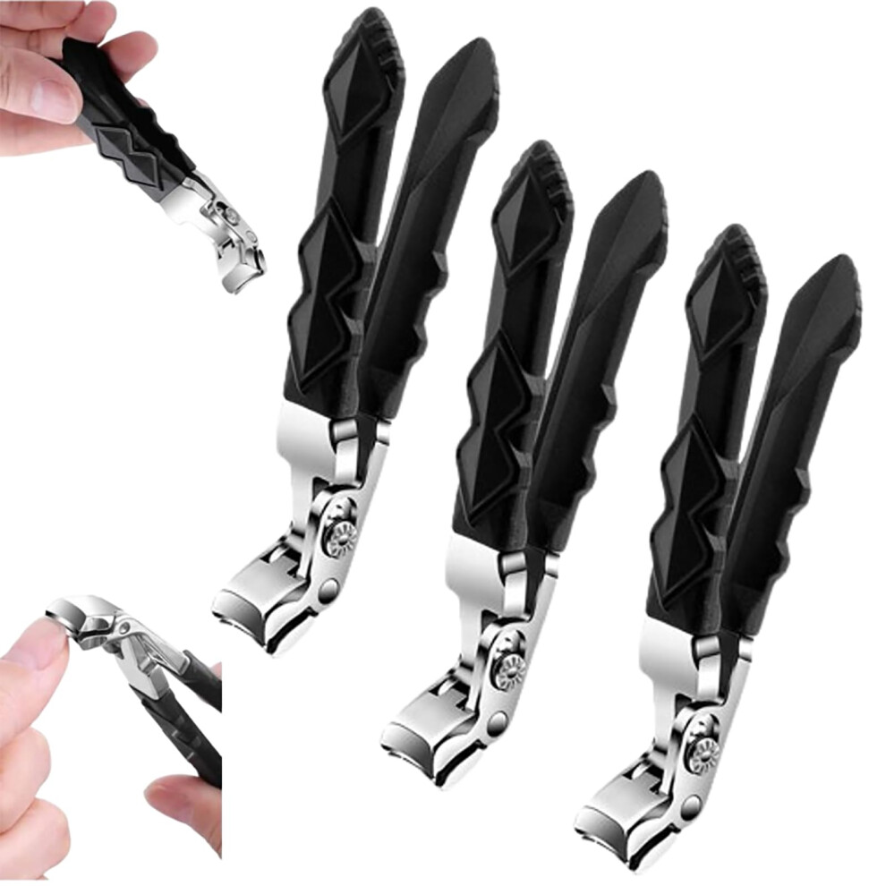 Fingernail Clipper 2024 Upgrade Long Handle Ergonomic Angled Head Stainless Steel Curved Toenail Clippers for Thick Toenails 3Pcs