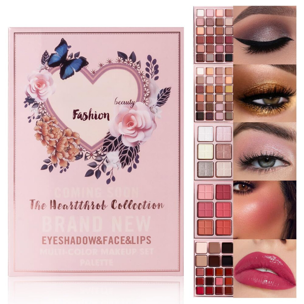 78 Colors All-In-One Makeup Palette Kit - 5 Layer Matte & Shimmer Eyeshadows, Blushes, Highlighters, Lip Glosses, Lipsticks