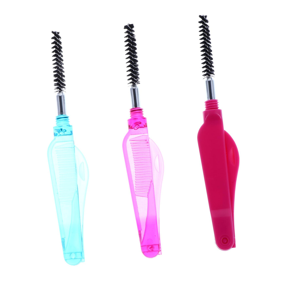 Eyebrow Spoolies Set of 3 Stainless Steel Eyelash Combs with Lash Separator in Random Colors - 6 Pieces Total