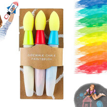 3PCS Sidewalk Chalk Paint Brush Set with Washable Liquid Chalks, Easy Clean Paintbrushes for Kids, Add Water Use