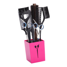Hairdressing Tools Organizer Scissors Holder Storage Box for Combs Clips and Accessories in Rosy Color for Home Salon Use