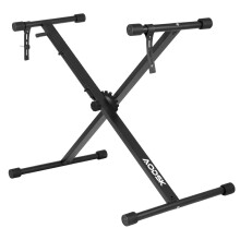 Single-X Adjustable Width & Height Keyboard Stand with Locking Straps, Quick Release Mechanism for Piano and Synthesizers