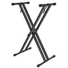 Height Adjustable Keyboard Stand With Quick Release Mechanism - Double X Foldable Heavy Duty Stand For 54-88 Key Pianos