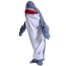 Shark Wearable Blanket Hoodie Onesie for Adults and Kids, Soft Flannel Hooded Blanket with Sleeves, Cozy Cosplay Wear