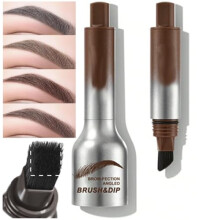 Brow Brush, 1/2PCS Waterproof Liquid Eyebrow Brush, Angled Dip Brush in Chocolate Color for Long Lasting Brows #03