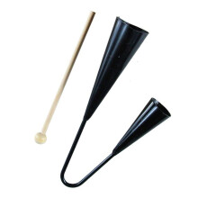 Agogo Bell Musical Instrument with Wooden Stick for Samba Percussion Two Tone Design for Early Music Education Black