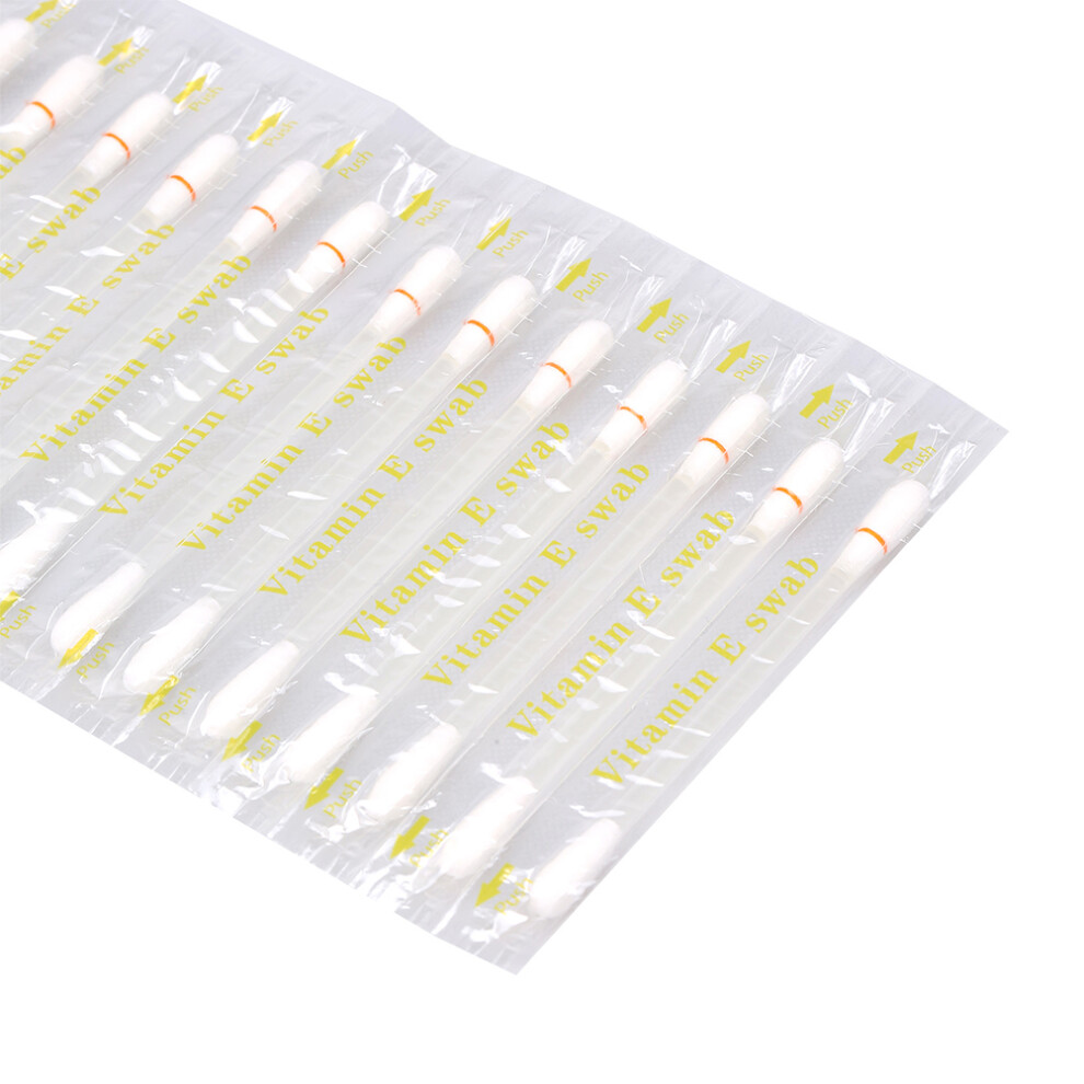 100Pcs Vitamin E Lip Oil Cotton Swabs, 1g, Moisturizing, Clear