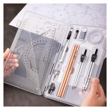 16-Piece Compass Set for Geometry with Protractor, Ruler, Lead Refills, Eraser – Math Tool Kit for School and Office Use