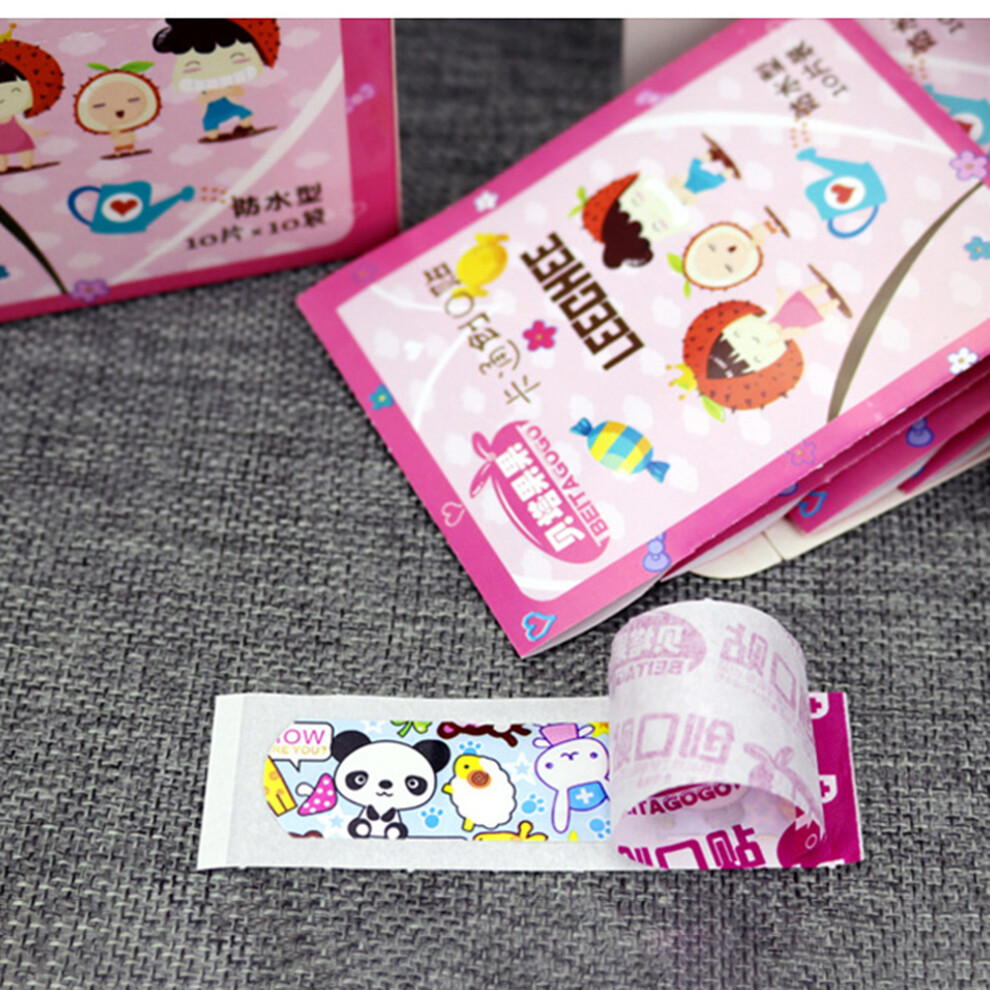 100Pcs Kids Cartoon Band Aid Waterproof Breathable Adhesive Bandages Set