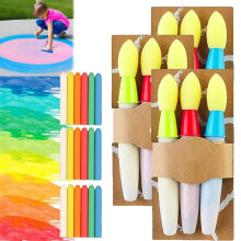 Sidewalk Chalk Paint Brush Set with Dust-Free Colored Chalks, Washable Paintbrush for Kids, 3 Pack, Easy to Clean