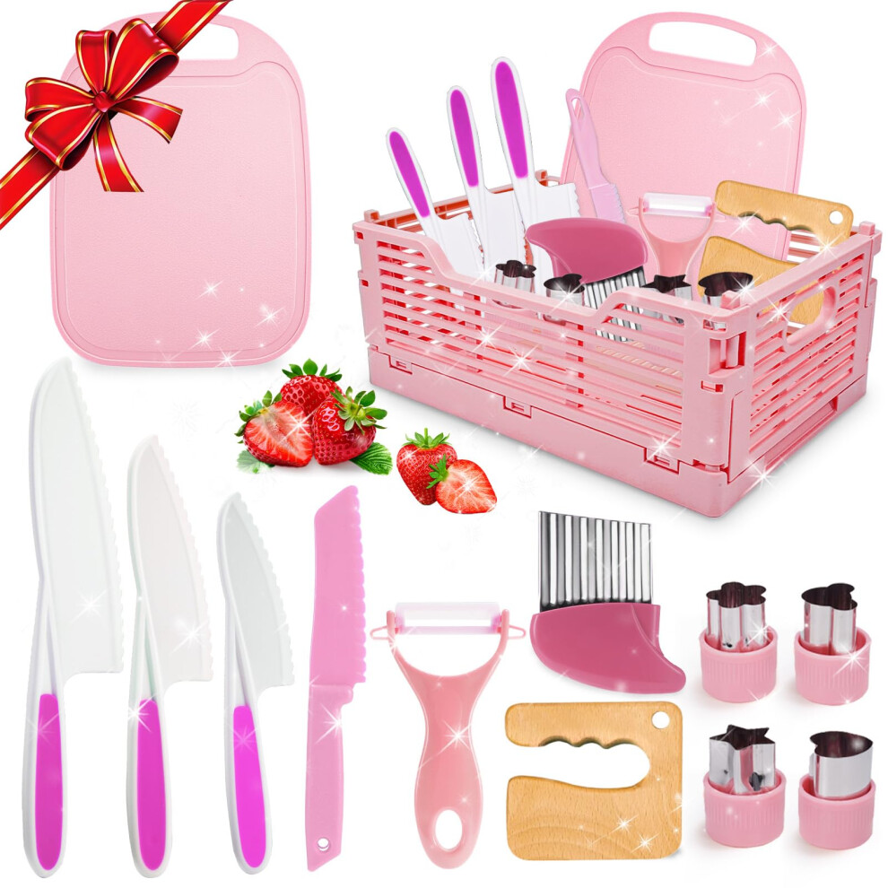 Kids Kitchen Knife Set for Real Cooking, Montessori Toddler Tools, Safe Kitchen Accessories for Ages 3-10, Birthday Gifts