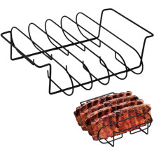 Non-Stick Carbon Steel Rack for Smoking and Grilling, Vertical Beef, Pork, Chicken Holder for Outdoor BBQ and Jerky